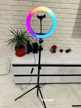 Кольцевая лампа Лампа для визажиста RGB лампа с держателем для телефона и штативом 2,1 метра круглая RING SUPPLEMENTARY LAMP MJ-26