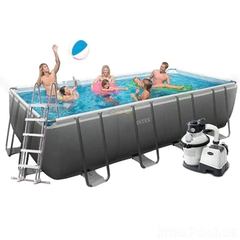 Прямоугольный бассейн каркасный Intex 26356. Фильтр, лестница, подстилка, тент-крышка. 549x274x132см 17203л