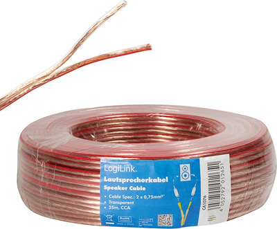 Kabel głośnikowy Logilink 2 x 0.75 mm 25 m Transparent (4052792012651)