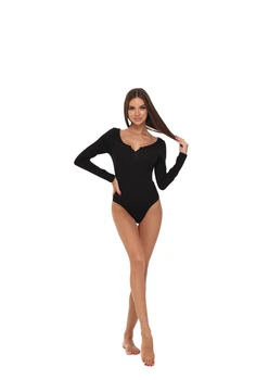 Боди Victoria's Secret Pink Bodysuit Long Sleeves Lightweight черный размер XS