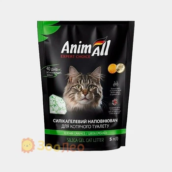 Силікагелевий наповнювач AnimAll "Зелений Смарагд" для котів, 5 л (2.1 кг)