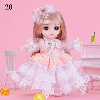 Кукла шарнирная BJD с 3D глазами, белыми волосами 16 см K104