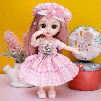 Шарнирная кукла BJD "Поваренок" с розовыми волосами 16см (К070)