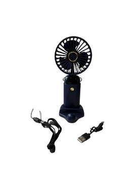 Аккумуляторный мини ручной вентилятор Mini Fan Z9 с индикатором заряда на 5 скоростей с подставкой для телефона и ремешком на шею Синий