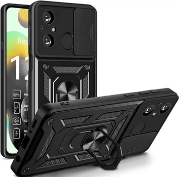 Чехол Fiji Camera Defence для Xiaomi Redmi 12C бампер с защитой камеры и подставкой Black