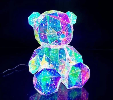 Нічник кришталевий ведмедик LED світильник 3D ведмідь 25 см