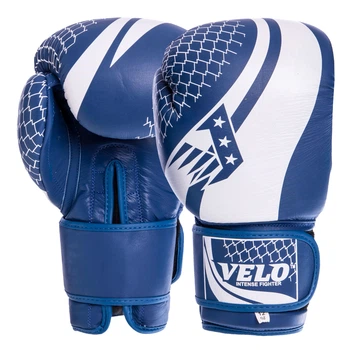 Перчатки боксерские кожаные VELO VL-2224 (размер 12 oz, синий)