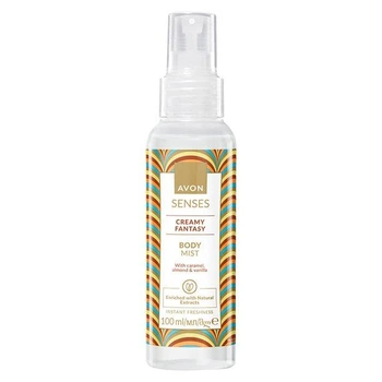 Лосьон-спрей для тела Avon Senses Creamy Fantasy Body Mist Праздничное настроение с ароматом карамели, миндаля и ванили 100 мл
