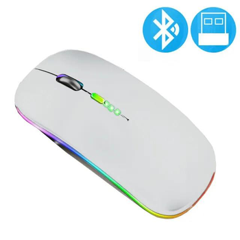 Беспроводная компьютерная мышь OLOPKY Bluetooth + 2.4G с индикатором заряда, белая (79394772)