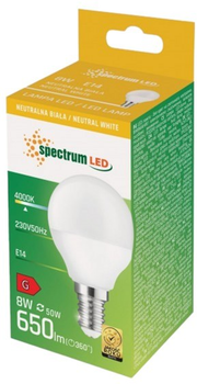 Світлодіодна лампа Spectrum 8W 4000K 230V E14 Neutral Куля (6477573)