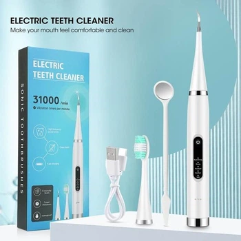 Электрическая ультразвуковая зубная щетка скалер Electric Teeth Cleaner для удаления камней отбеливание зубов белая