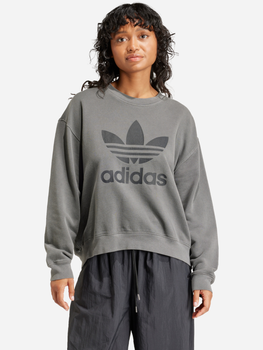 Bluza damska bez kaptura oversize adidas Washed Trefoil IN2270 L Szara (4066766803671)