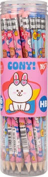 Набір олівців чорнографітних YES Line Friends Heroes круглі з гумкою 2 дизайни тубус 36 шт (280644) (5056574434654)