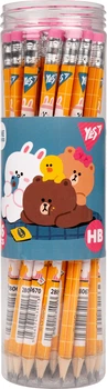 Набір олівців чорнографітних YES Line Friends Cony трикутні з гумкою тубус 36 шт (280670) (5056574434913)