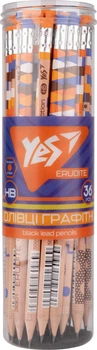 Набір олівців чорнографітних YES Erudite Collection шестигранні з гумкою тубус 36 шт (280621) (5060934560969)