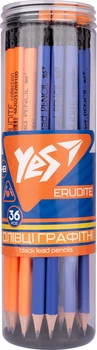 Набір олівців чорнографітних YES Erudite трикутні з гумкою тубус 36 шт (280595) (4820253269100)