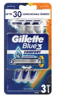 Одноразові станки для гоління GILLETTE BLUE 3 Comfort 3 леза 3шт. в упаковці