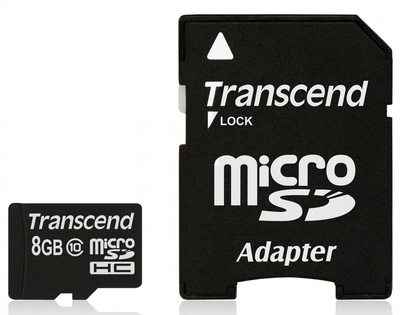 Карта пам'яті Transcend microSDHC 8 GB Class 10 + S