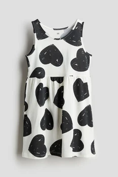 Летнее платье белое в черные сердца H&M 122-128см (400097162)
