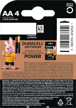 Лужні батарейки Duracell AA (LR06) MN1500 4 шт (5000394076952)