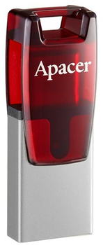 Флеш пам'ять USB Apacer AH180 64GB Type-C Dual USB 3.1 Red (AP64GAH180R-1)
