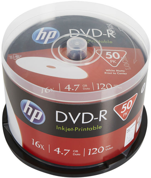Оптичні диски НР DVD-R 4.7GB 16X IJ PRINT 50 шт (DME00025WIP-3)