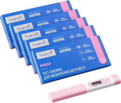 Набор для определения беременности Longevita Woman Hope 5 тест-полосок TS/1 + Базальный термометр MT-31 (6900069720052)
