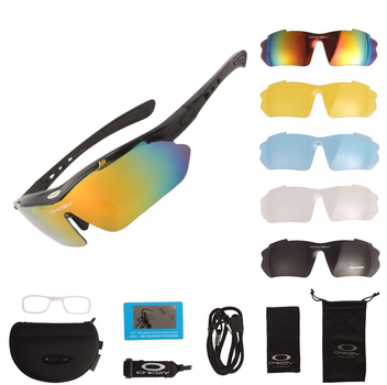 Защитные очки черные тактические с поляризацией 5 линз One siz+ солнцезащитные