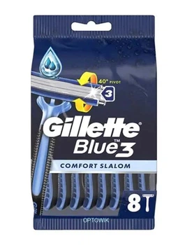 Одноразові станки для гоління GILLETTE Blue 3 Comfort Slalom 3 леза 8шт. в упаковці
