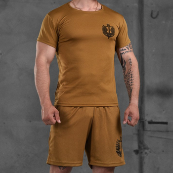 Летний комплект Coolmax футболка + шорты с принтом Верный навсегда цвет койот размер L