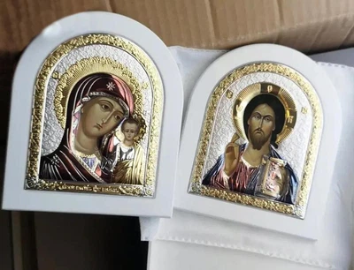 Иконы арочные для дома Спаситель и Пресвятая Богородица 12x14см