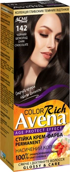 Стойкая крем-краска для волос Avena Color Rich 142 Черный шоколад 138 мл (4823115502674)