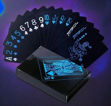 Карты игральные покерные Neon Blue пластиковые (54 карты)