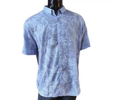 Сорочка Jean Piere Короткий рукав Блакитна в орнамент 3XL 9000178