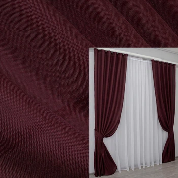 Комплект готових штор VR-Textil Льон Мішковина № 112ш Бордовий 150х270 см 2 шт (30-557)