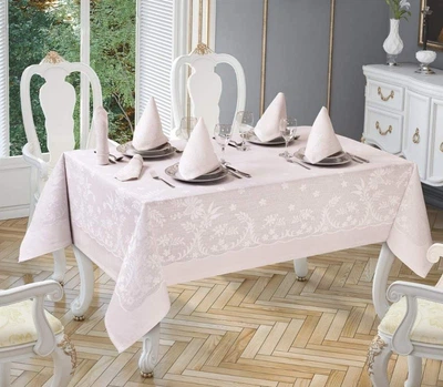 Скатерть Jackline. Pano Linen Rose 9886-6 розового цвета-160х220 см