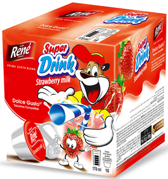 Молочний напій в капсулах Dolce Gusto Cafe Rene Super Drink Strawberry Milk 16 порцій