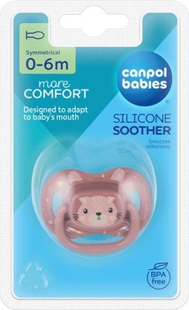 Canpol babies Пустушка силіконова симетрична 0-6 міс CUTE ANIMALS - рожевий 34/924_pin 5901691889415