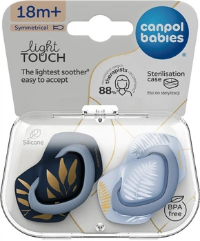 Canpol babies Пустушка силіконова симетрична 18+ міс GOLD 2 шт. - чорна та блакитна 22/666_blu 5901691886933