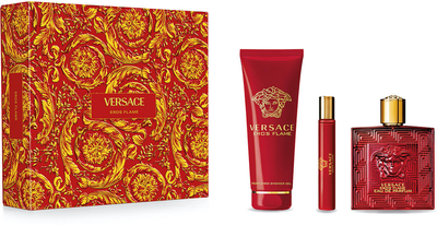 Набор для чоловіків Versace Eros Flame Парфумована вода 100 мл + Гель для душу 150 мл + Мініатюра Парфумована вода 10 мл (8011003889327)