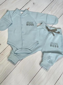 Комплект для малышей Mini Boss 2 предмета рост 62 см (1 - 3 месяца) Lari голубой