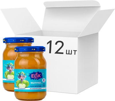 Упаковка детского пюре Elfik Magic из яблок без сахара 170 г х 12 шт (4820266361624)