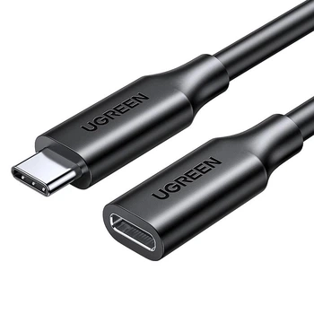 Кабель USB-C UGREEN US353 Удлинитель Thunderbolt 3 USB Type-C to Type-C 3.2 Gen2 PD3.0-100W 5.0A 10Gbps PVC Black 1м (10387)