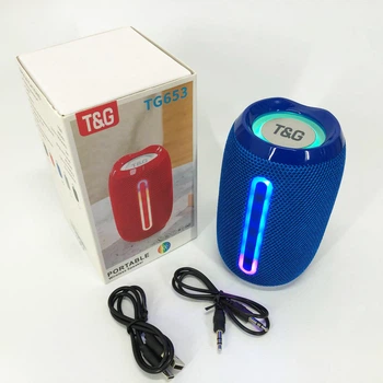 Портативная Bluetooth-колонка TG653 USB с ремешком. Цвет: синий