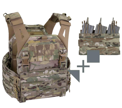 Плитоноска Warrior Low Profile Plate Carrier V 1 size M multicam и тройной подсумок (панель)