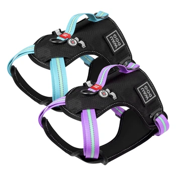 Шлейка для крупных собак безопасная WAUDOG Nylon 3 QR, нейлоновая, с металлической пряжкой-фастекс, размер L, ширина 25 мм, обхват шеи 55–85 см, обхват груди 65–85 см, голубая, арт. 52502