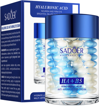 Крем для кожи вокруг глаз Sadoer Hyaluronic Acid B5 Anti-Wrinkle Eye Cream с гиалуроновой кислотой и витамином В5 60 г (6976068951759)