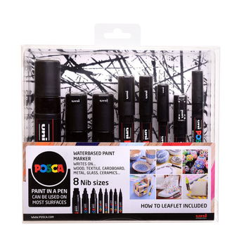 Zestaw markerów Posca Waterbased Pen Marker Black 8 szt (5012788011876)