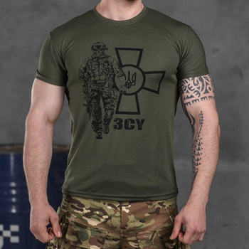 Потоотводящая мужская футболка Coolmax с принтом "Сoлдaт" олива размер 3XL
