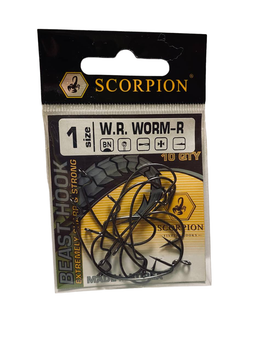 Крючок офсетный Scorpion W.R. WORM-R 1/0 10 шт/пач (3301)